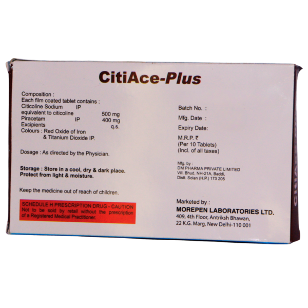Citiace Plus (Citocoline & Piracetam( 500/400mg)) - Image 2