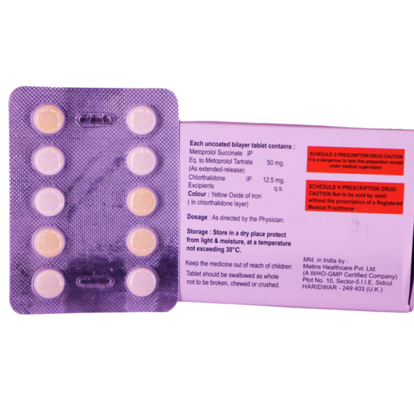 Etolol CT 50/12.5 (Metoprolol Succinate (ER) & chlorthalidone (50mg/1.25mg)) - Image 2