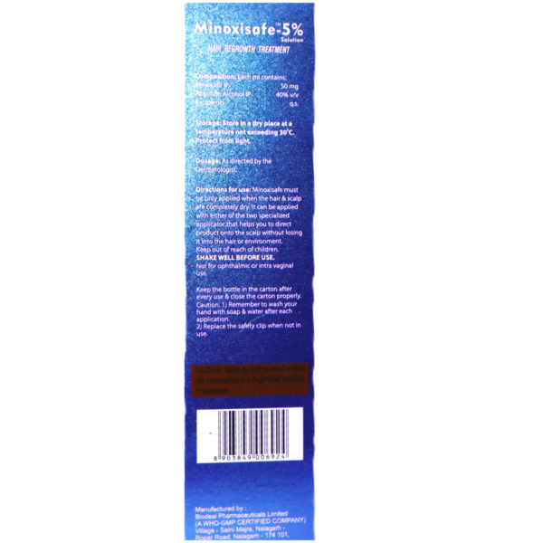 Minoxisafe -5% (Minoxidil (5%w/v) Absolute Alcohol (40%w/v)) - Image 2