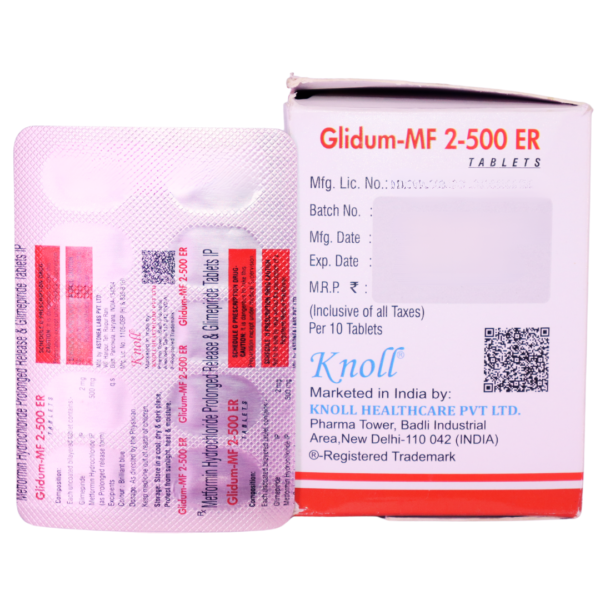 Glidum MF 2 500 ER (Metformin Hydrochloride Prolonged Release & Glimperide (2mg/500mg)) - Image 3