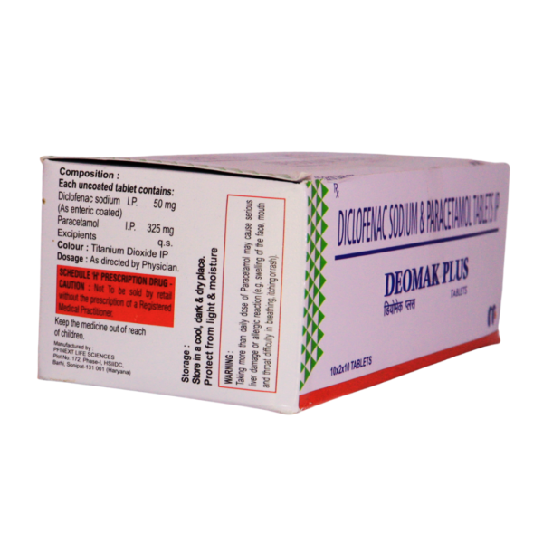 Deomak plus (Diclofenac Sodium and paracetamol (50mg/325mg)) - Image 2