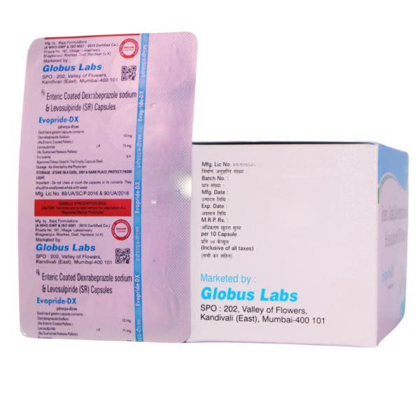 Evopride DX (Enteric Coated Dexrabeprazole sodium & levosulpiride (SR)(10mg/75mg) - Image 3