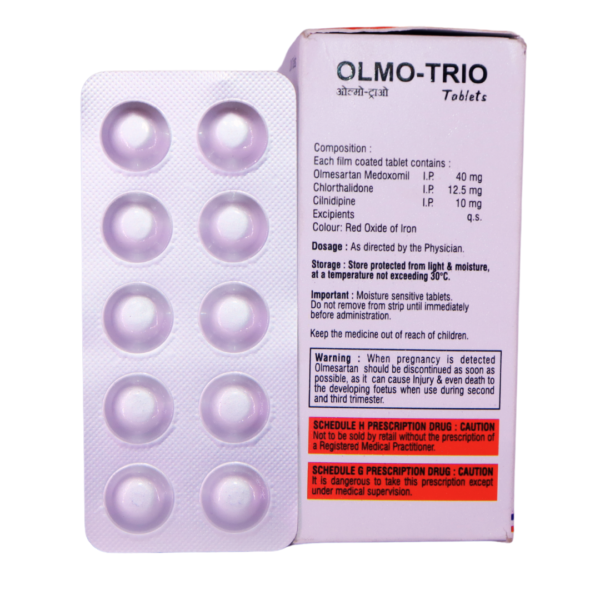 Olmo Trio (Olmesartan Medoxomil (40mg) + Cilnidipine (10mg) + Chlorthalidone (12.5mg)) - Image 2