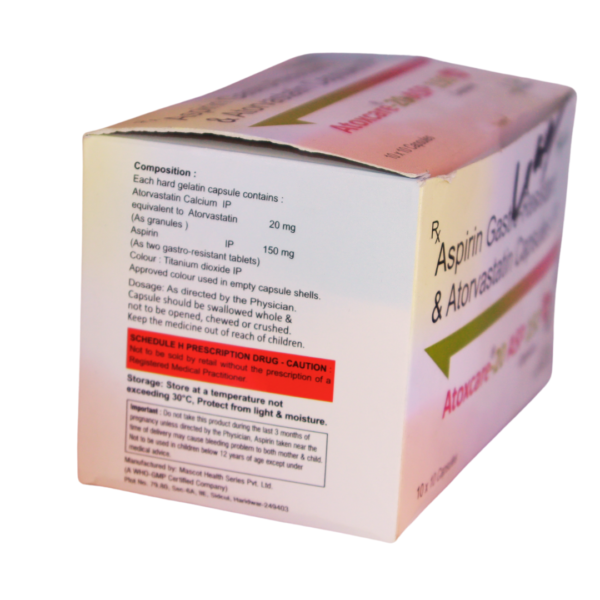 Atoxcare  20 ASP 150 (Aspirin Gastro- Resistant & Atorvastatin (20/150mg)) - Image 2