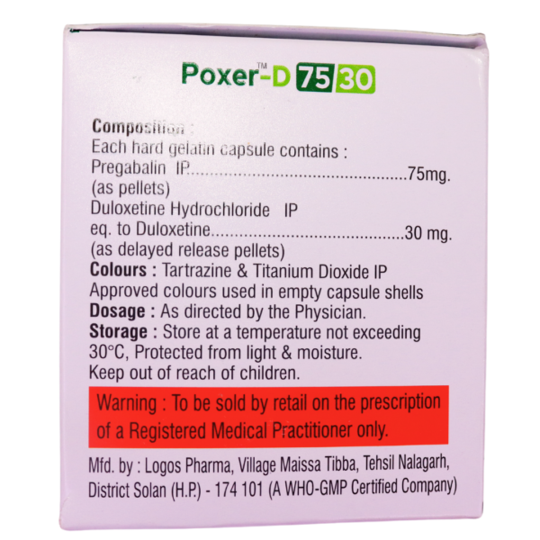 Poxer D 75/30 (Pregabalin & Duloxetine ( Delayed Release)(75mg/30mg)) - Image 2