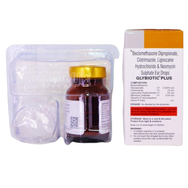 Glybiotic Plus (Neomycin (0.5% w/v) + Beclometasone (0.025% w/v) + Clotrimazole (1% w/v) + Lidocaine (2% w/v)) - Image 2