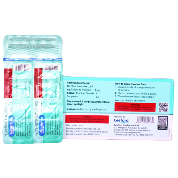 Nicosip Nicotine Gum (Nicotine Polacrilex Gum (4 Mg)) - Image 2