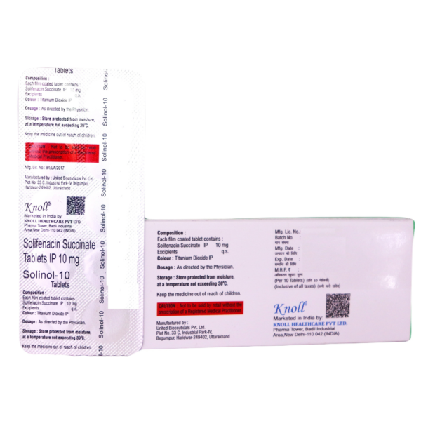 Solinol 10 (Solifenacin Succinate 10mg) - Image 2