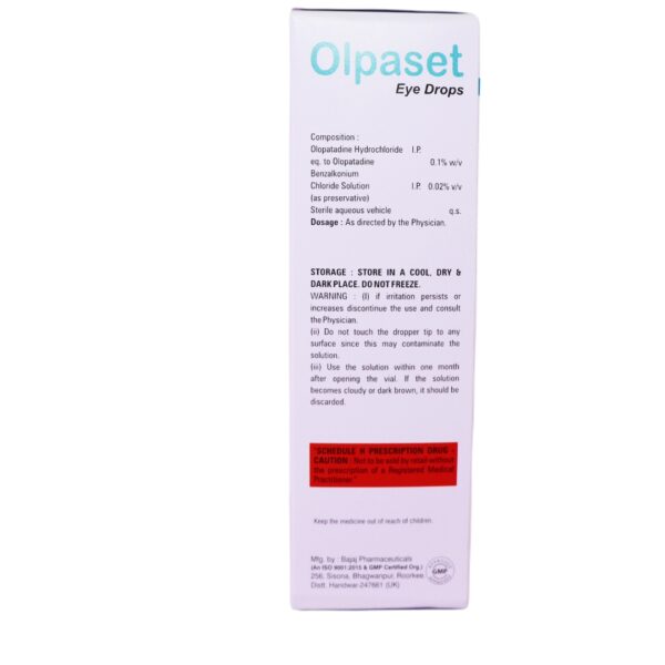 olpaset Eye drop (Olopatadine Hydrochloride Opthalmic solution (0.1 % w/v)) - Image 2