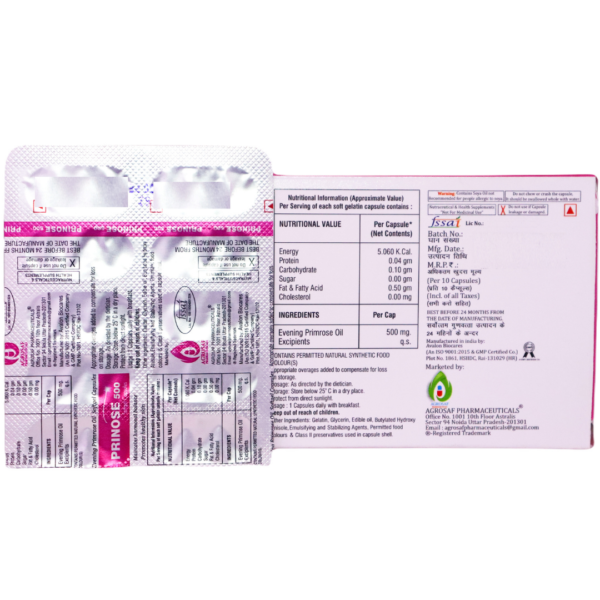 Prinose 500 (Evening Primrose Oil 500 mg) - Image 2
