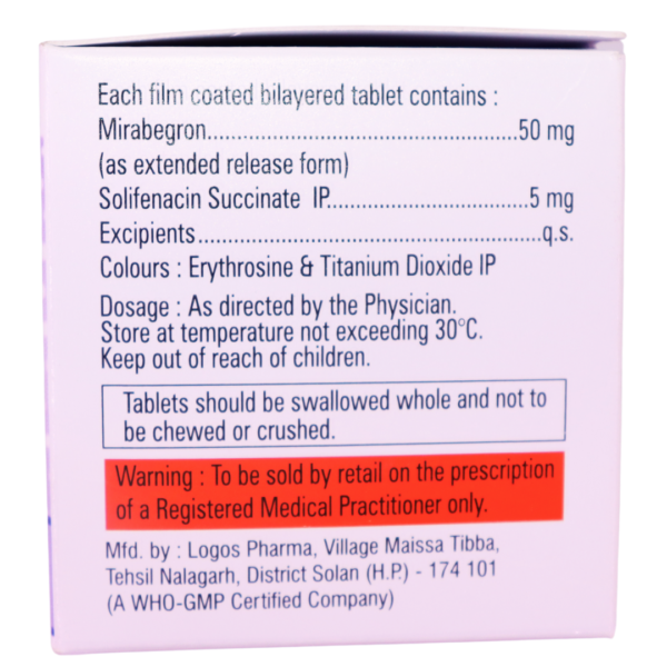Miradey S/50 (Mirabegron (ER) 50mg & Solifenacin Succinate 5 mg) - Image 2