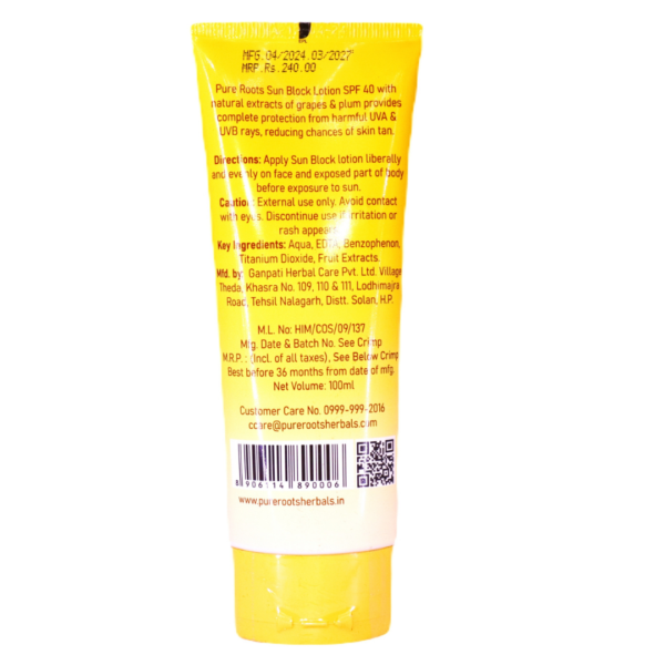 Pure roots Sun Block Lotion (UVA & UVB FiltersParaben-Free) - Image 2