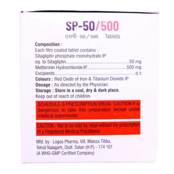 SP 50/500 (Sitagliptin Phosphate 50mg & Metformin Hydrochloride 500mg) - Image 2
