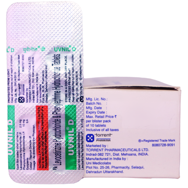 Uvnil D (Levocetirizine Hydrochloride & Phenylephrine Hydrochloride (2.5mg/10mg)) - Image 3