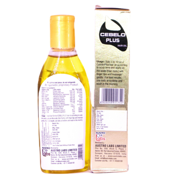 Cebelo Plus Hair Oil (Almond OilYashti Madhu Jatamanshi Bhringraj Brahmi & Tulsi) - Image 3