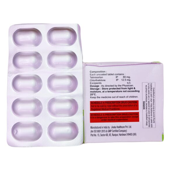 Telosaf CT 80/12.5 (Telmisartan (80mg) + Chlorthalidone (12.5mg)) - Image 2