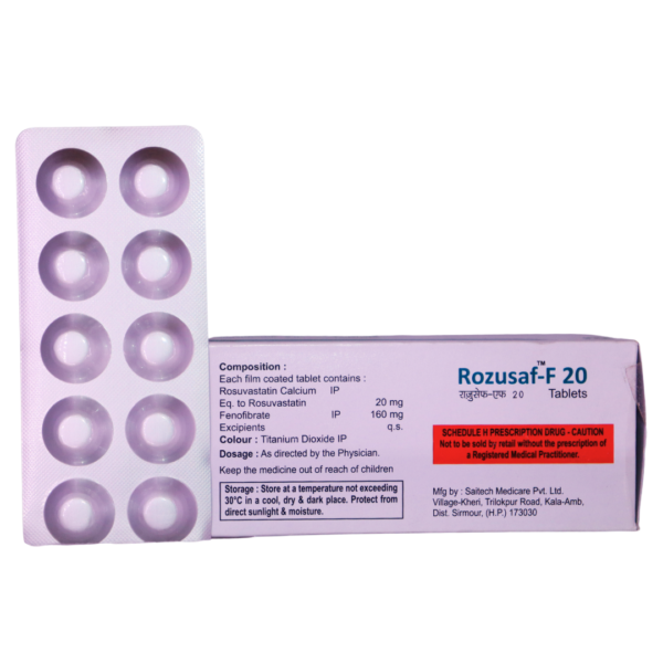 Rozusaf F 20 (Rosuvastatin & Fenofibrate (20mg/160mg) - Image 2