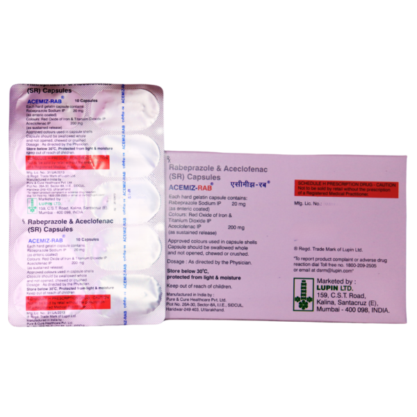 Acemiz Rab (Rabeprazole & Aceclofenac (SR) (20mg/200mg)) - Image 2