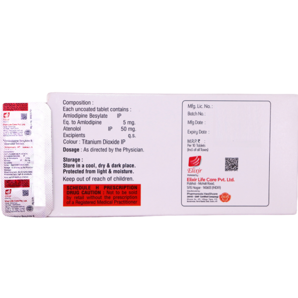 Amlomark AT (Amlodipine Besylate (5mg) + Atenolol (50mg)) - Image 2