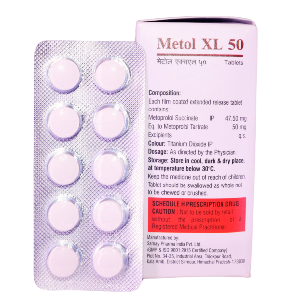 Metol XL 50 (Metoprolol Succinate Extended Release 50 mgMetoprolol Succinate Extended Release 50 mg) - Image 2