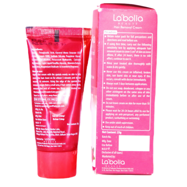 Labolia Hair Removal Cream Strawberry Cream (Aqua Thioglycolic Acid Aloevera Extract Sodium Silicate Propylene GlycolStrawberry Fragrance) - Image 2
