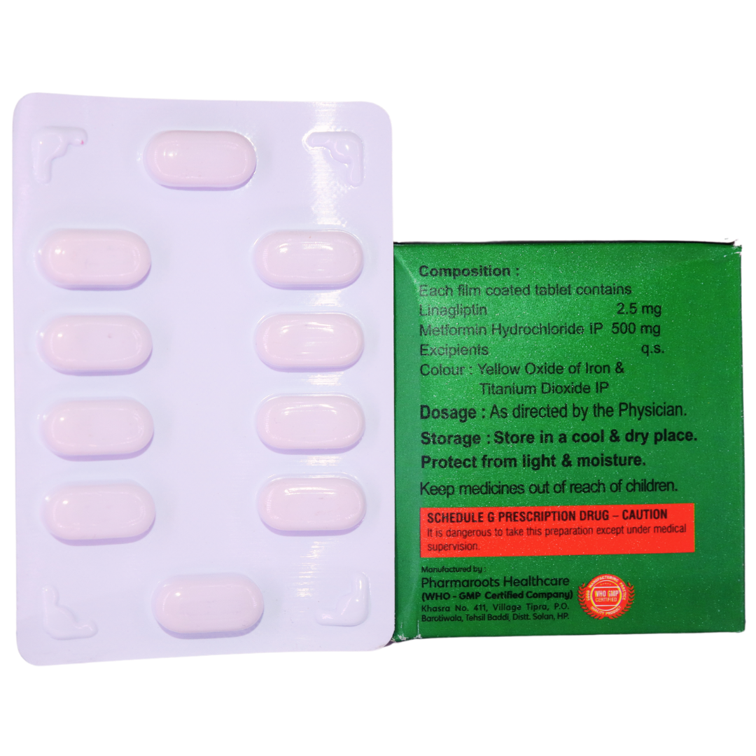 Linajust M (2.5/500) ( Linagliptin & Metformin Hydrochloride (2.5mg/500mg)) - Image 2