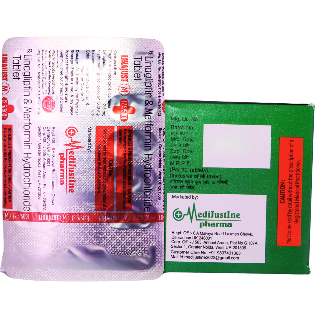 Linajust M (2.5/500) ( Linagliptin & Metformin Hydrochloride (2.5mg/500mg)) - Image 3