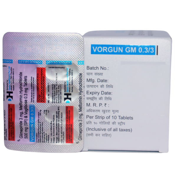 Vorgun GM 0.3/3 (Glimepiride (3mg) + Metformin (500mg) + Voglibose (0.3mg)) - Image 3