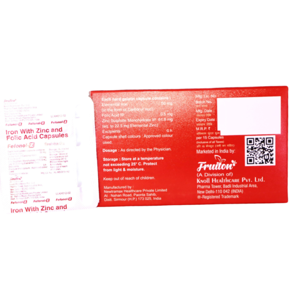 Fefonol-Z (Elemental Iron (50 Mg) + Elemental Zinc (22.5 Mg) + Folic Acid (0.5 Mg)) - Image 2