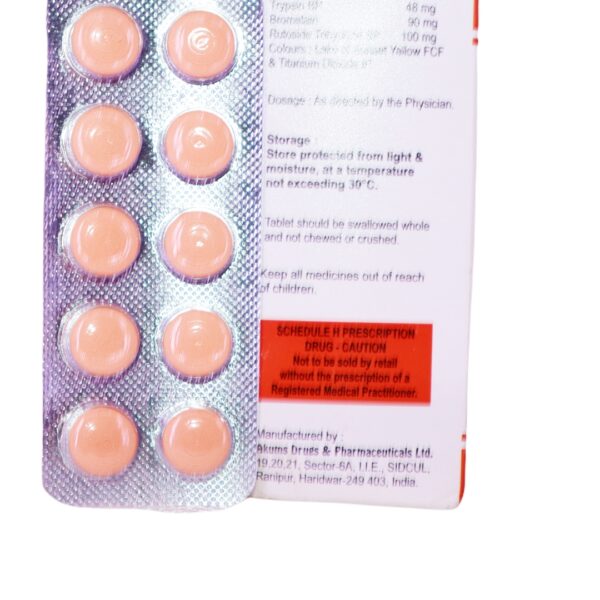 Telomine (Bromelain (90mg) + Trypsin (48mg) + Rutoside (100mg) - Image 2