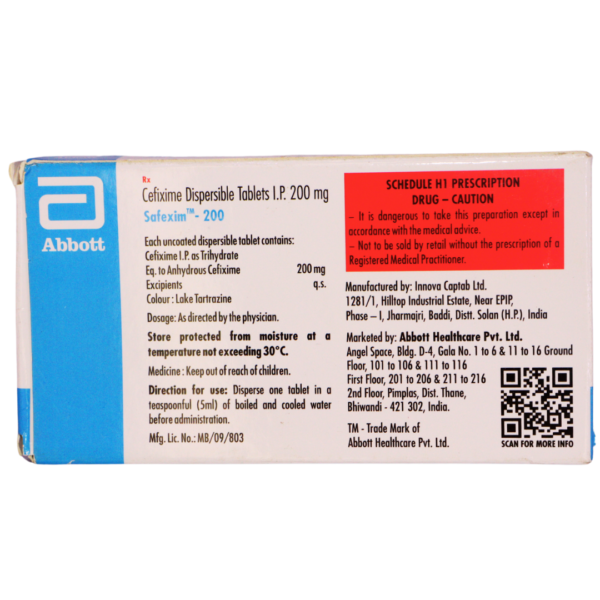 Safexim 200 (Cefixime Dispersible 200mg) - Image 2