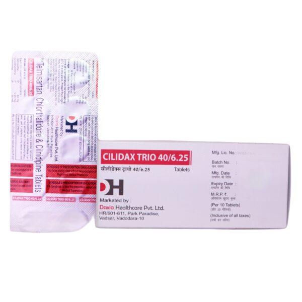 Cilidax Trio 40/6.25 (Telmisartan (40mg) + Cilnidipine (10mg) + Chlorthalidone (6.25mg)) - Image 3