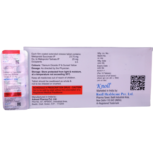 Metopole 25 XL (Metoprolol Succinate Extended Release 25mg) - Image 2