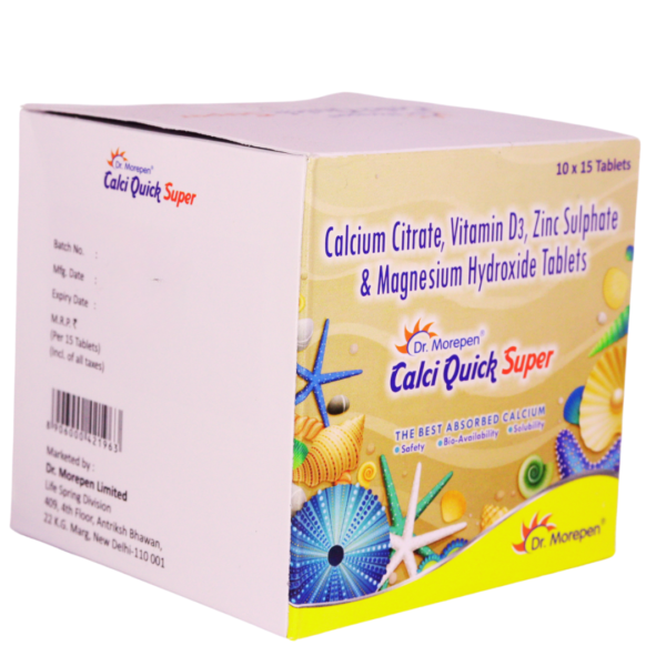 Calci Quick Super (Calcium Citrate, Vitamin D3, ,Magnesium Hydroxide (1000mg/100mg/4mg) - Image 3