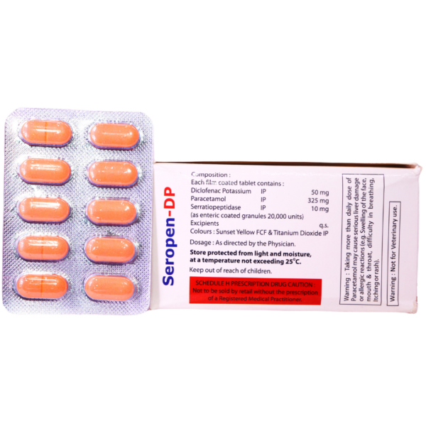 Seropen DP (Diclofenac (50mg) + Paracetamol (325mg) + Serratiopeptidase (10mg)) - Image 2