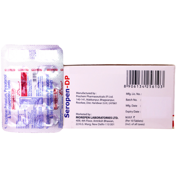 Seropen DP (Diclofenac (50mg) + Paracetamol (325mg) + Serratiopeptidase (10mg)) - Image 3