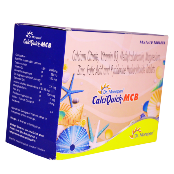 Calciquick MCB (Calcium Citrate, Vitamin D3, Methylcobalamin, ,Magnesium, Zinc, Folic Acid and Pyridoxine Hydrochloride ) - Image 2