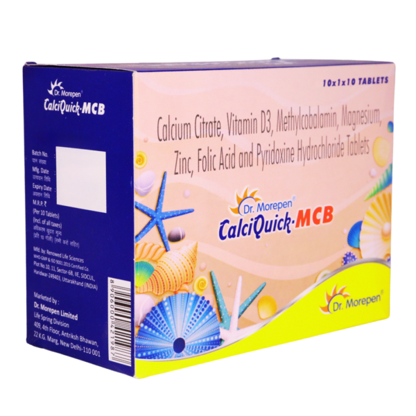 Calciquick MCB (Calcium Citrate, Vitamin D3, Methylcobalamin, ,Magnesium, Zinc, Folic Acid and Pyridoxine Hydrochloride ) - Image 3