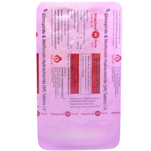 Meprimet M2 forte (Glimepiride (2mg) + Metformin (1000mg) - Image 3