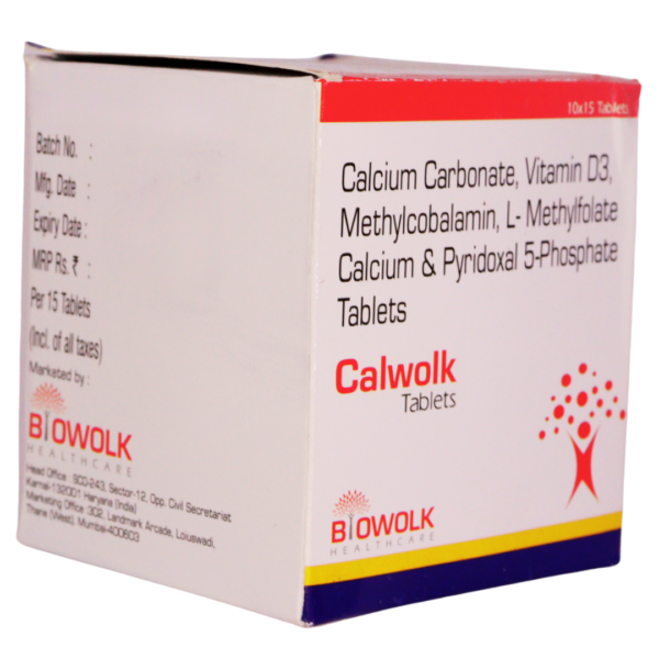 Calwolk (Calcium Carbonate, vitamin D3, Methylcobalamin, L- Methylfolate Calcium & Pyridoxal 5-Phosphate) - Image 3