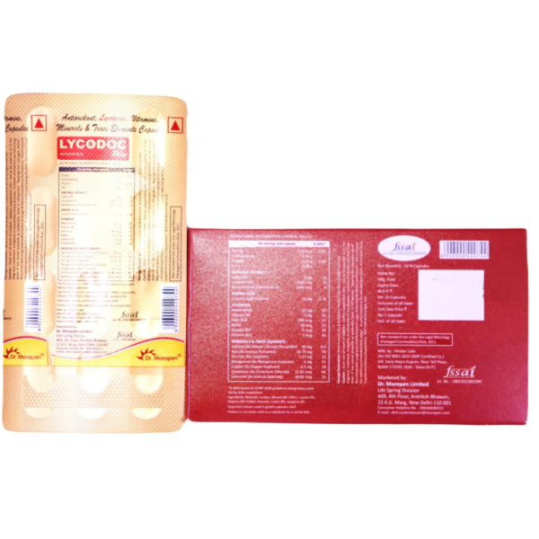 Lycodoc Plus (Vitamin D3 5 MCG + Biotin 10 MCG + Elemental calcium 22 MG + Folic acid 200 MCG + L LYSINE 50 MG + Lutein 8 MG + Lycopene 5000 MCG + Niacinamide 20 MG + Vitamin B12 1 MCG + Vitamin B6 1 MG + BETA CAROTENE 1000 MCG) - Image 2