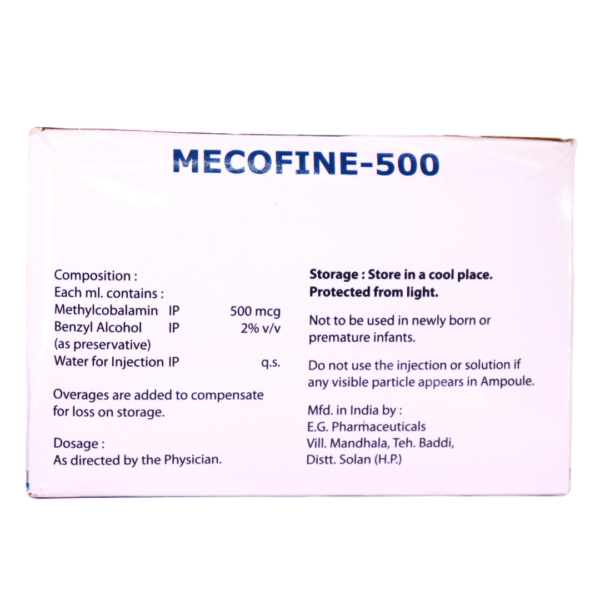 Mecofine 500 (Methylcobalamin 500mcg Benzyl alcohol 2% v/v) - Image 2