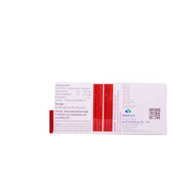 Telkonol CT (Telmisartan (40mg) + Chlorthalidone (12.5mg)) - Image 2