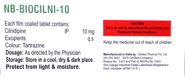 NB-BIOCILNI 10  (cilnidipine tablets ip 10mg) - Image 2