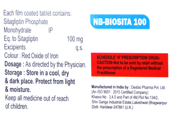 NB-BIOSITA 100 (sitagliptin tablets ip 100 mg) - Image 2