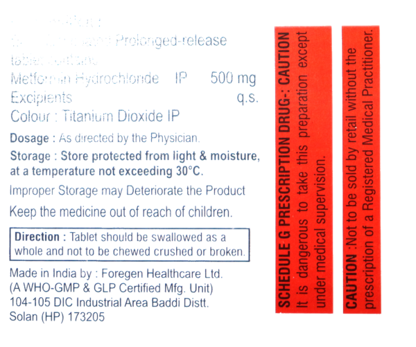 NB-BIOMET 500 SR (metformin hydrochloride prolonged-release tablets lp 500mg) - Image 2