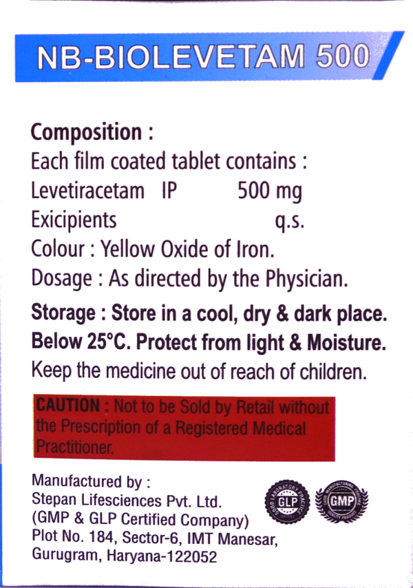 NB-BIOLEVETAM 500 (LEVETIRACETAM TABLETS IP 50MG) - Image 3