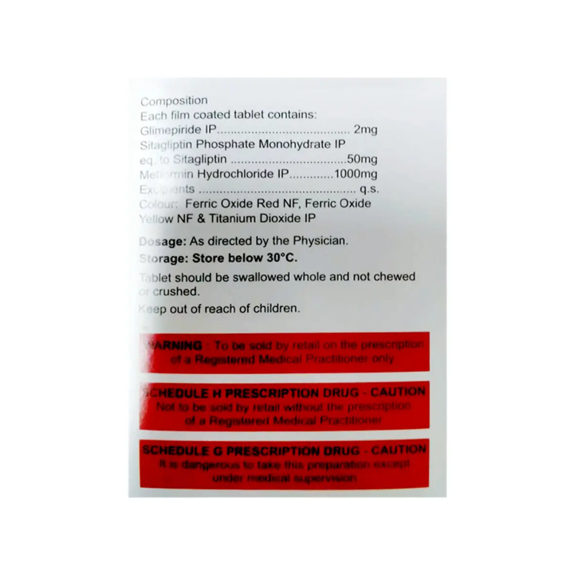 SWITGLIM MS 50/1000/2MG (Glimepiride (2mg) + Metformin (1000mg)) - Image 2