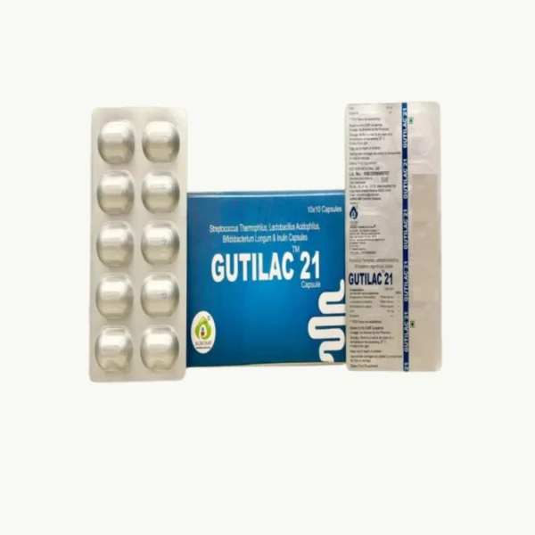 GUTILAC 21 (Streptococcus Thermophilus 7 Billion Spores Lactobacillus Acidophillus 7 Billion Spores Bifidobacterium Longum 7 Billion Spores Inulin 100 mg) - Image 2