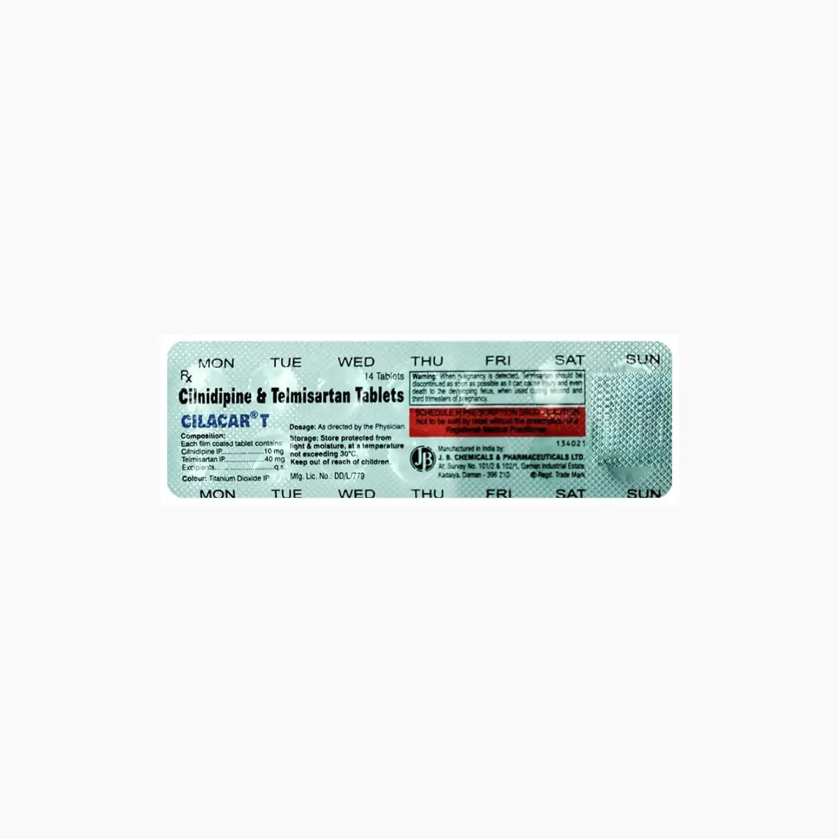 CILACAR T (Cilnidipine (10mg) + Telmisartan (40mg)) - Image 2